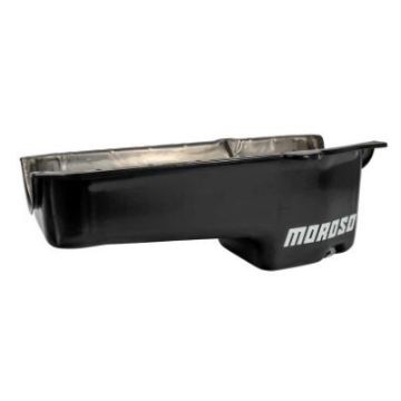 Picture of Moroso 1986 Chevrolet Small Block (wPassenger Side Dipstick) Wet Sump 5qt 7.5in Steel Oil Pan - Blk