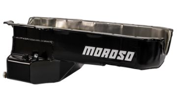 Picture of Moroso 80 - 85 Chevrolet SBC (wPassenger Side Dipstick) Wet Sump 5.5qt 7.5in Steel Oil Pan - Black