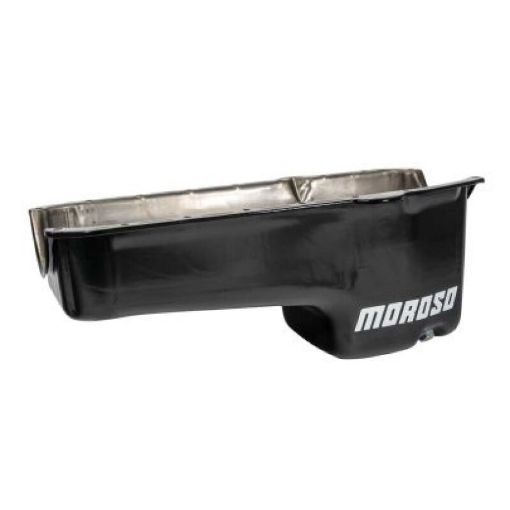 Picture of Moroso 80 - 85 Chevrolet SBC (wPassenger Side Dipstick) Wet Sump 6qt 8.25in Steel Oil Pan - Blk
