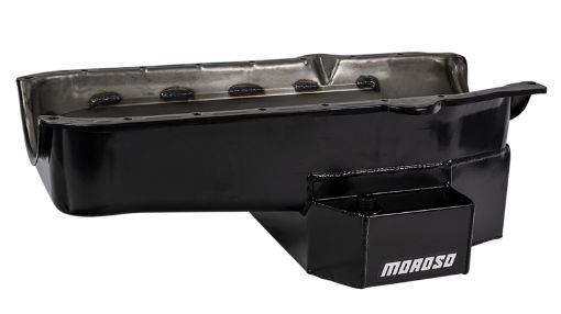 Picture of Moroso 86 - Up Chevrolet Small Block (w1 Pc Seal) Road Race Wet Sump 7qt 7.5in Steel Oil Pan - Black