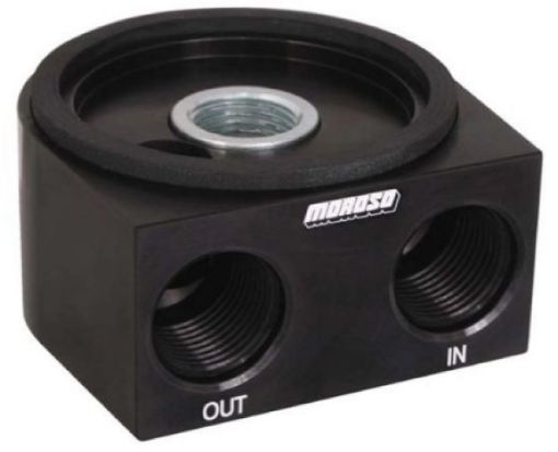 Picture of Moroso Universal Oil Filter Adapter - Sandwich - Oil Cooler - 20mm - 1.5in Thread 2 - 58in O - Ring