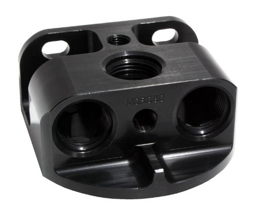 Picture of Moroso Oil Filter Adapter - Remote Mount - Front Port - 1316in - 16 34in - 16 22mm Thread
