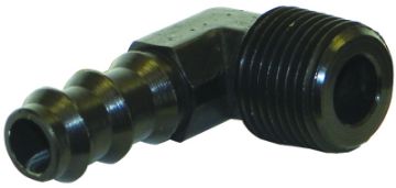Picture of Moroso AirOil Separator Fuel Line Fitting - 38in to 38in Hose - 90 Degree - Black - Single