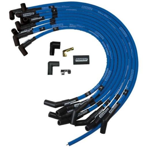 Picture of Moroso Ford 289 - 302 Ignition Wire Set - Blue Max - Spiral Core - Sleeved - HEI - 135 Degree