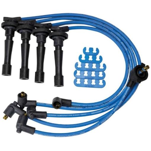 Picture of Moroso Custom Ignition Wire Set - Blue Max - Spiral Core - Colored High Temp Wire Separators - Blue