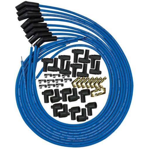 Picture of Moroso Universal Ignition Wire Set - Blue Max - Spiral Core - Unsleeved - 135 Degree - Blue
