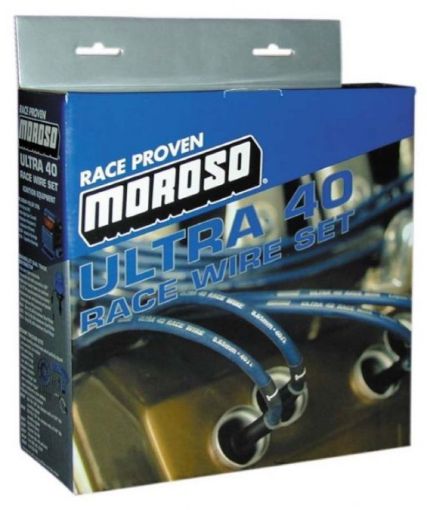 Picture of Moroso GM LS Ignition Wire Set - Ultra 40 - Sleeved - 9.75in - Blue