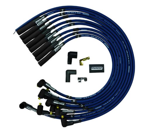Picture of Moroso Chevrolet Big Block Ignition Wire Set - Ultra 40 - Unsleeved - Non - HEI - Over Valve - Blue