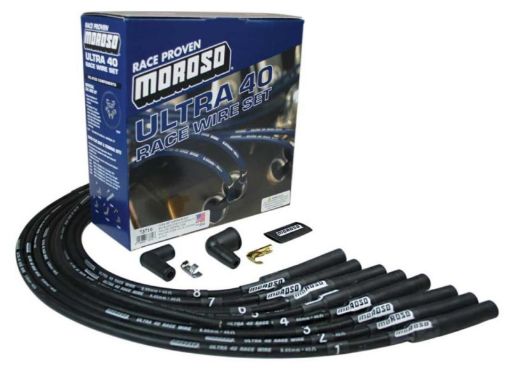 Picture of Moroso Chevrolet Big Block Ignition Wire Set - Ultra 40 - Unsleeved - Non - HEI - Over Valve - Black