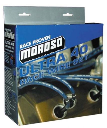 Picture of Moroso Chevrolet Small Block (Non - Raised Cam) Ignition Wire Set - Ultra 40 - Unsleeved - Black