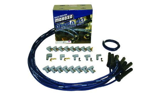 Picture of Moroso Universal Ignition Wire Set - Ultra 40 - Unsleeved - Straight - Pro - Boot - Blue