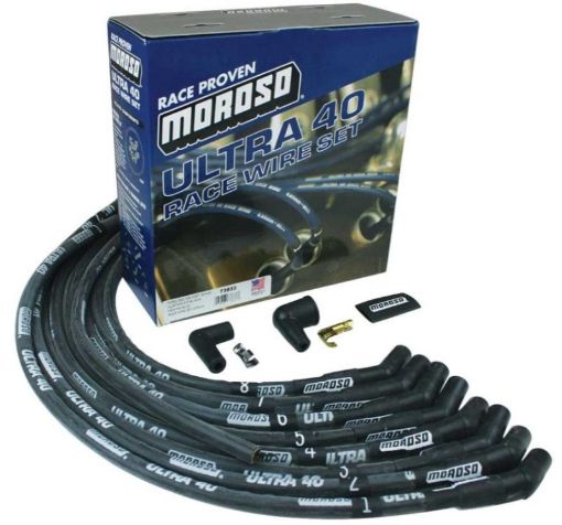 Picture of Moroso Ford 289 - 302 Ignition Wire Set - Ultra 40 - Sleeved - HEI - 135 Degree - Black