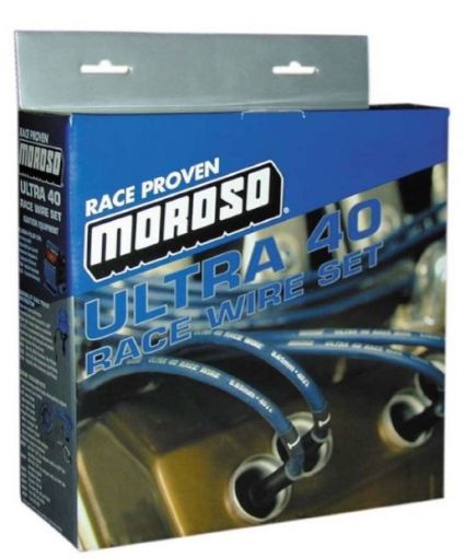 Picture of Moroso Ford 289 - 302 Ignition Wire Set - Ultra 40 - Sleeved - Non - HEI - 135 Degree - Black