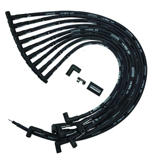 Picture of Moroso Chevrolet Big Block (wJesel) Ignition Wire Set - Ultra 40 - Sleeved - 90 Degree - Black