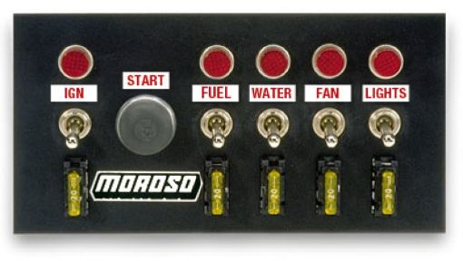 Picture of Moroso Toggle Switch Panel - Drag Race - 4in x 7.75in - Five OnOff Switches