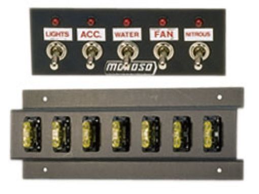 Picture of Moroso Toggle Switch Panel - Dash Mount - 2in x 5.5in - Five OnOff Switches