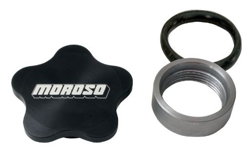 Picture of Moroso Universal Filler Cap Kit - 1 - 38 - 12 - Aluminum Bung - Black Anodized