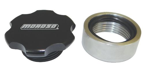 Picture of Moroso Universal Filler Cap Kit - 1 - 14 - 12UNF - Steel Bung - Black Anodized