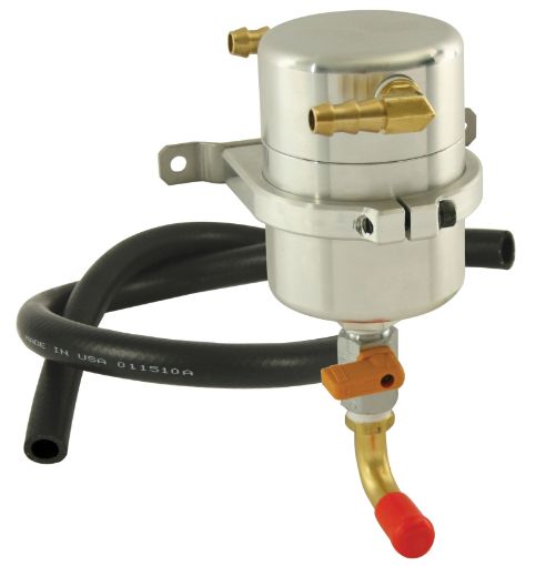 Picture of Moroso Universal AirOil Separator Catch Can - Large Body - 90 Degree InletOutlet Fittings