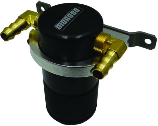 Picture of Moroso Universal AirOil Separator Catch Can - Small Body wo Drain - Billet Aluminum - Black Finish
