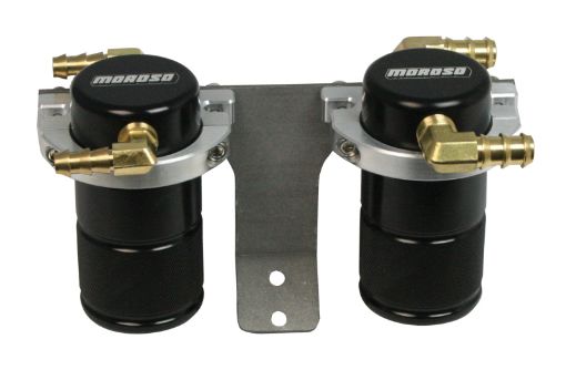 Picture of Moroso 04 - 07 Subaru STi (wFront Mount Intercooler) AirOil Separator Catch Can - Billet Alum - Black