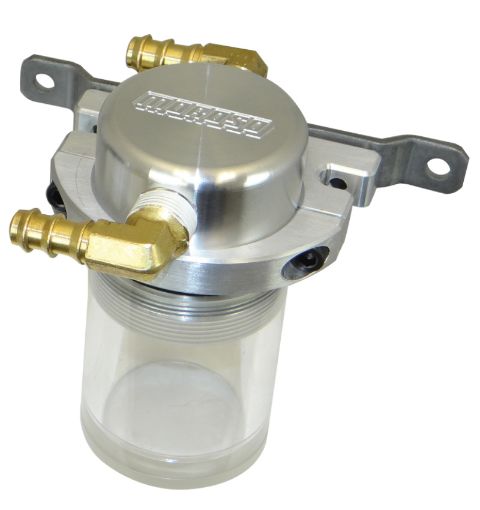 Picture of Moroso Universal AirOil Separator Catch Can - Small Body wo Drain - Billet Alum - RawClear Bottom