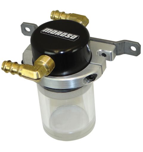 Picture of Moroso Universal AirOil Separator Catch Can - Small Body wo Drain - Billet Alum - BlkClear Bottom