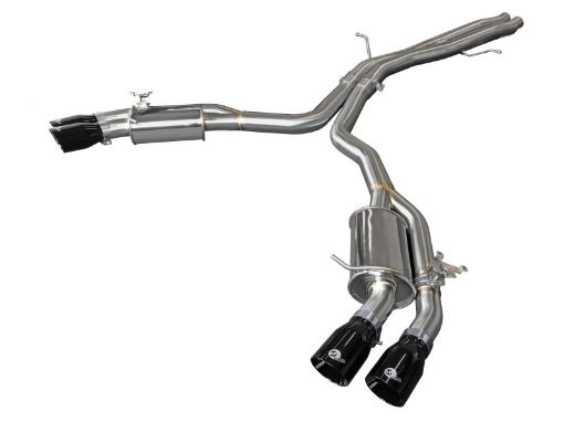 Picture of aFe 18 - 20 Audi RS5 Coupe MACH Force - Xp 3in to 2.5in 304 SS Axle - Back Exhaust System (Quad Black Tip)