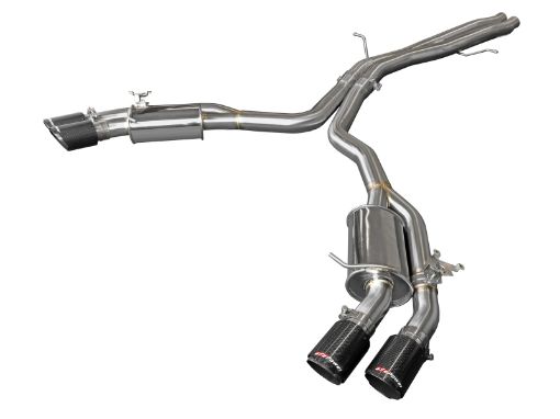 Picture of aFe 18 - 20 Audi RS5 Coupe MACH Force - Xp 3in to 2.5in 304 SS Axle - Back Exhaust System - Quad Carbon Tips