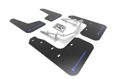 Picture of Rally Armor 17 - 21 Honda Civic EXEX - LLX (Hatchback) Black UR Mud Flap Blue Logo