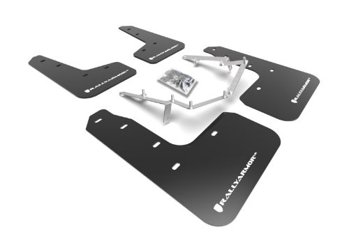 Picture of Rally Armor 17 - 21 Honda Civic EXEX - LLX (Hatchback) Black UR Mud Flap White Logo