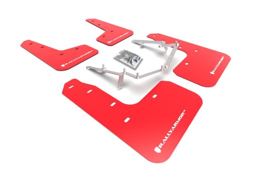 Picture of Rally Armor 17 - 21 Honda Civic EXEX - LLX (Hatchback) Red UR Mud Flap White Logo