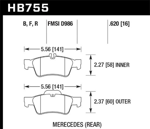 Picture of Hawk 03 - 06 Mercedes Benz SL500 HPS 5.0 Rear Brake Pads
