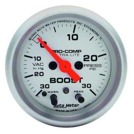 Picture of Autometer Ultra - Lite 52mm 15 PSI Electronic Boost Gauge w Peak Warn