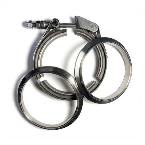 Picture of Ticon Industries 2.5in Titanium V - Band Clamp Assembly (1 Female Flange1 Male Flange1 Clamp)