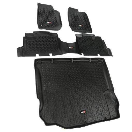 Picture of Rugged Ridge Floor Liner FrontRearCargo Black 2011 - 2018 Jeep Wrangler Unlimited JK 4 Dr