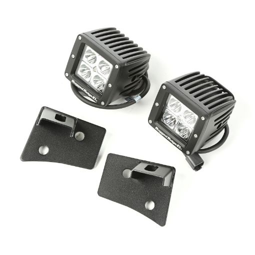 Picture of Rugged Ridge 07 - 18 Jeep Wrangler JK Textured Black Square Windshield LED Kit w Brackets