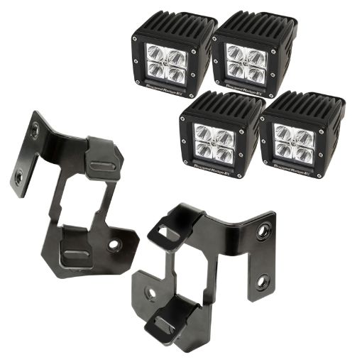 Picture of Rugged Ridge 07 - 18 Jeep Wrangler JK Semi - Gloss Black Square A - Pillar LED Light Mount Kit