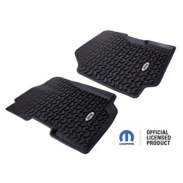 Picture of Rugged Ridge Floor Liner Front Black 1976 - 1995 Jeep Logo CJ - 7 CJ - 8 Jeep Wrangler YJ