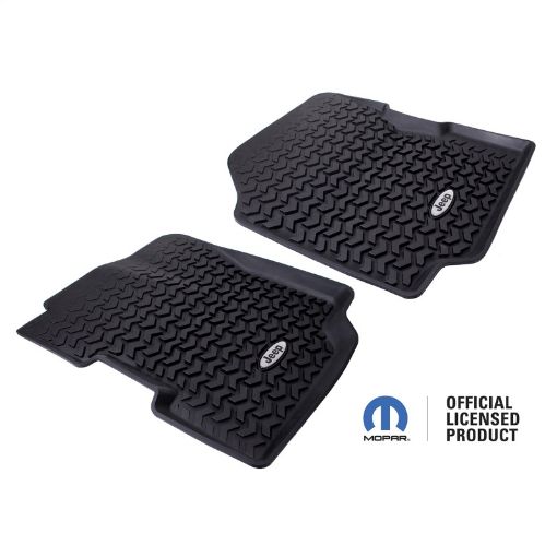 Picture of Rugged Ridge Floor Liner Front Black 1976 - 1995 Jeep Logo CJ - 7 CJ - 8 Jeep Wrangler YJ