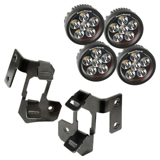 Picture of Rugged Ridge 07 - 18 Jeep Wrangler JK Semi - Gloss Black Round A - Pillar LED Light Mount Kit