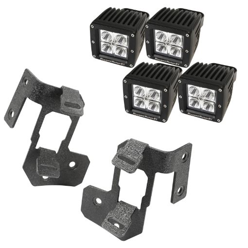 Picture of Rugged Ridge 07 - 18 Jeep Wrangler JK Textured Black Square A - Pillar LED Light Mount Kit