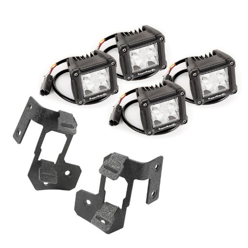 Picture of Rugged Ridge 07 - 18 Jeep Wrangler JK Textured Black Dual Cube A - Pillar Light Mount Kit