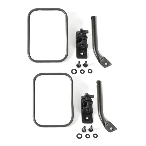 Picture of Rugged Ridge 97 - 18 Jeep Wrangler Textured Black Rectangular Stubby Trail Mirror Kit