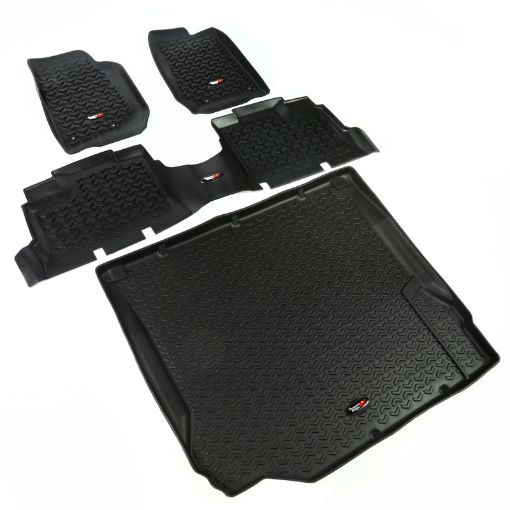 Picture of Rugged Ridge Floor Liner FrontRearCargo Black 2007 - 2010 Jeep Wrangler JK 4 Dr