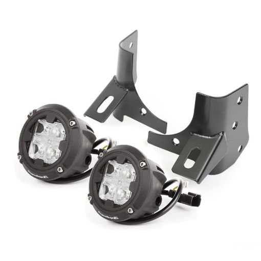 Picture of Rugged Ridge 97 - 06 Jeep Wrangler TJ Round Cube Windshield LED Kit w Brackets