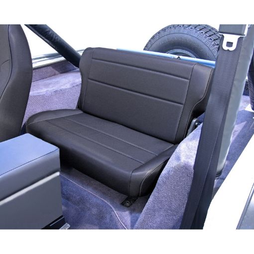Picture of Rugged Ridge FoldTumble Rear Seat Black Denim 76 - 95 Jeep CJ Jeep Wrangler