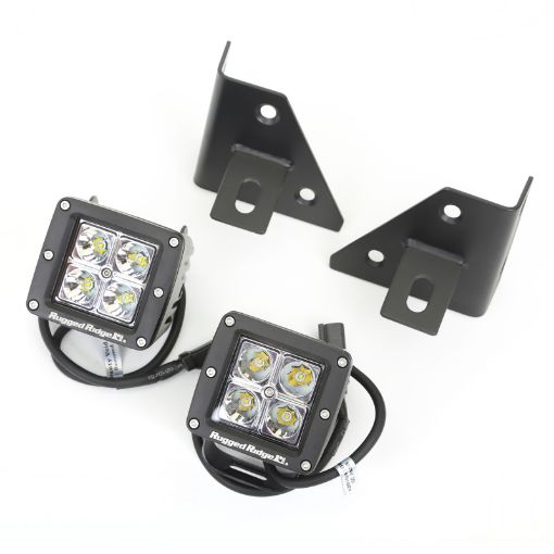 Picture of Rugged Ridge 76 - 95 Jeep Wrangler CJYJ Square Windshield LED Kit w Brackets