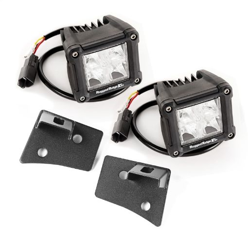 Picture of Rugged Ridge 07 - 18 Jeep Wrangler JK Dual Cube Windshield LED Kit w Brackets