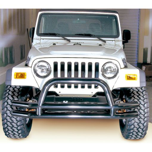 Picture of Rugged Ridge 3 - In Dbl Tube Front Bumper w Hoop 76 - 06 CJ Jeep Wrangler